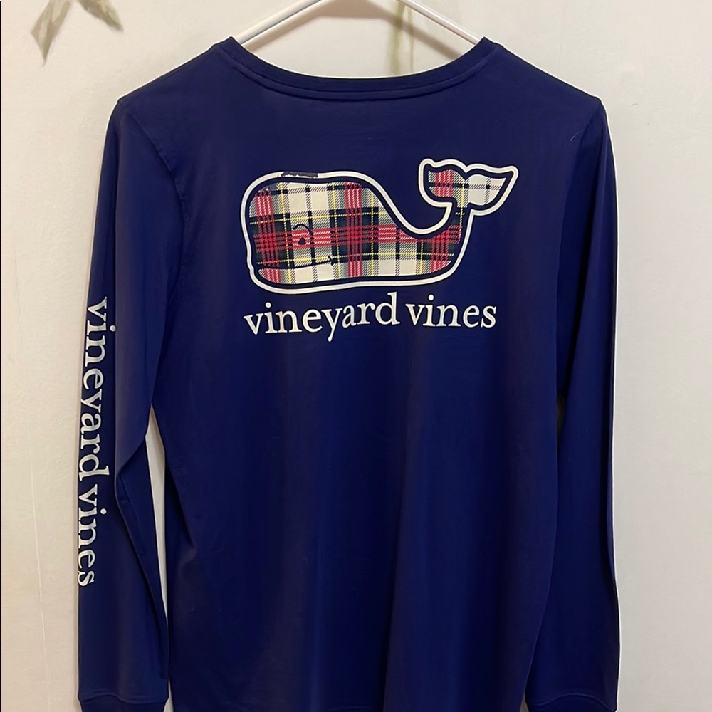 Vineyard Vines Blue Peaks Plaid Whale Long Sleeve Shirt - Picture 6 of 7